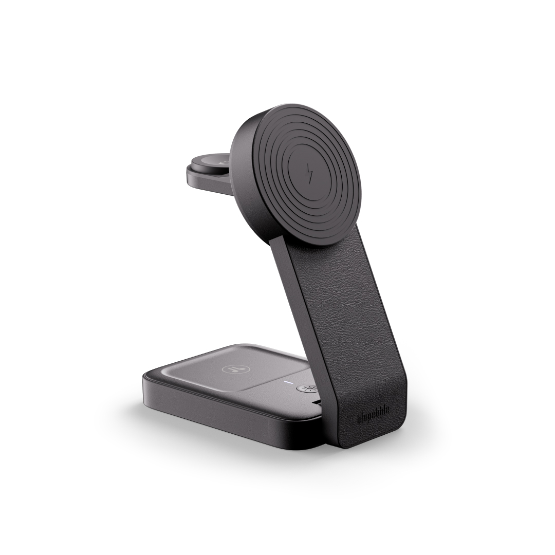 BLUPEBBLE 3 IN 1 QI2 WIRELESS FOLDABLE MAGSAFE CHARGING STAND BLACK BP-3IN1QI2-BK