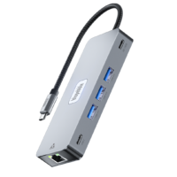 BLUPEBBLE C10 MULTIPORT ALUMINIUM 10 IN 1 MULTIMEDIA HUB GRAY BP-C10USBCHUB10IN1-GY