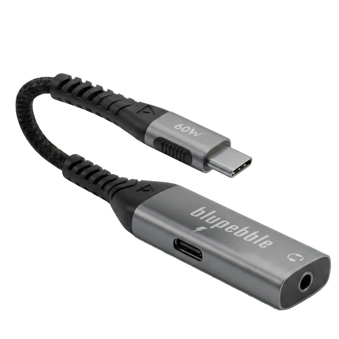 BLUPEBBLE USB-C TO USB-C & AUX CABLE GREY BP-C2CAUX-GY