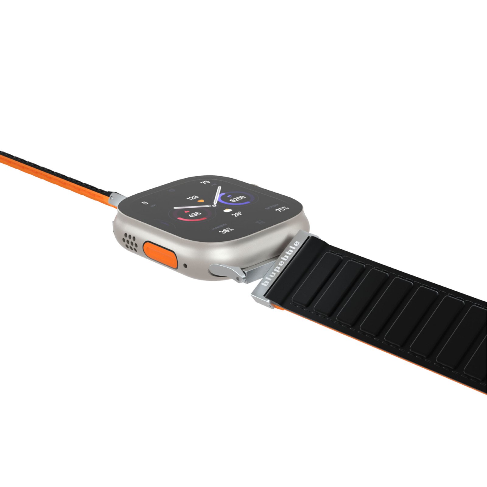 BLUPEBBLE DOLOMITES SILICONE REVERSIBLE MAGNETIC STRAP 49/45/44/42MM BLACK/ORANGE BP-DOLOM49-BKOR thumbnail 6