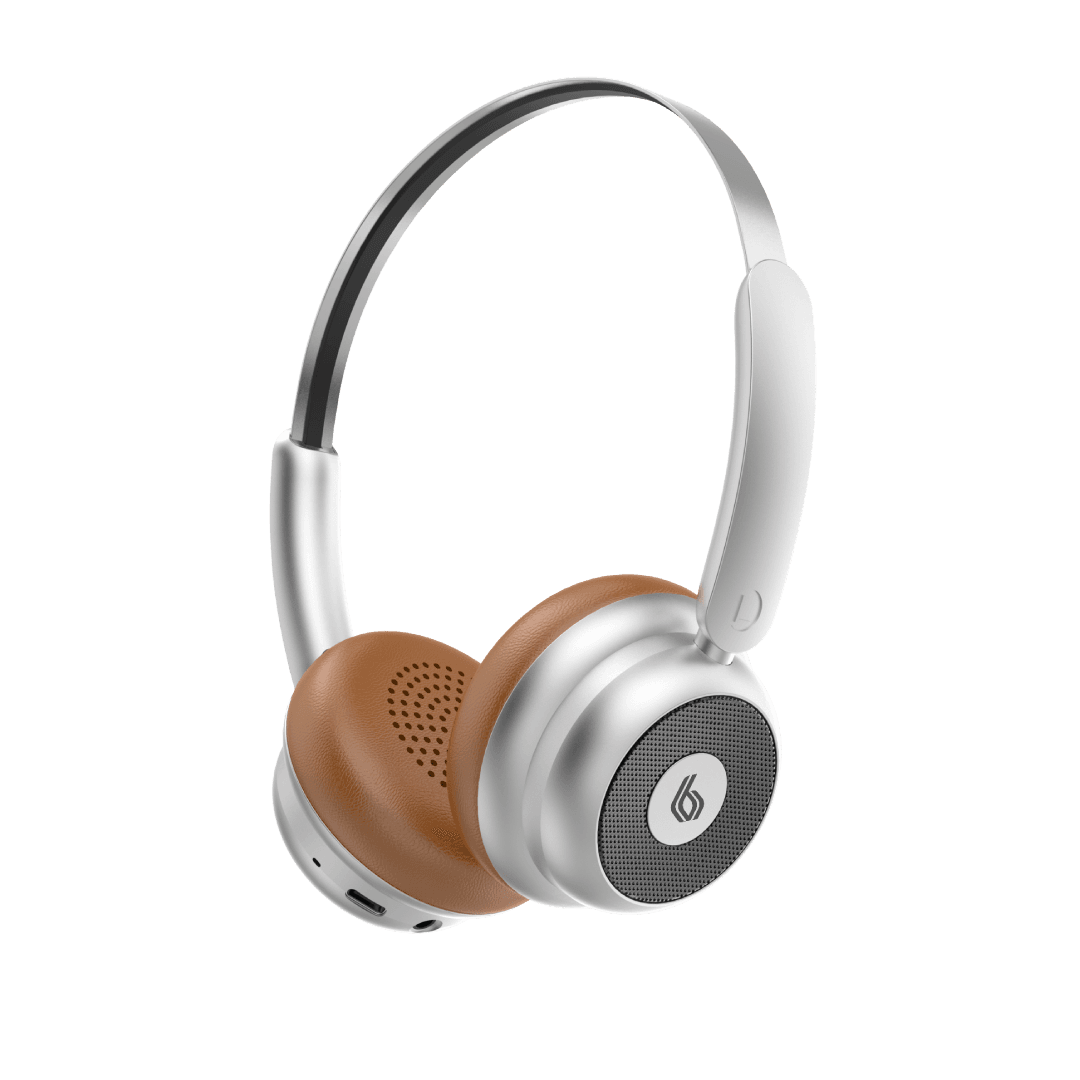 BLUPEBBLE ECHO VINTAGE VIBES DESIGN WIRELESS ON-EAR FOLDABLE HEADPHONES SILVER BP-ECHO-SL