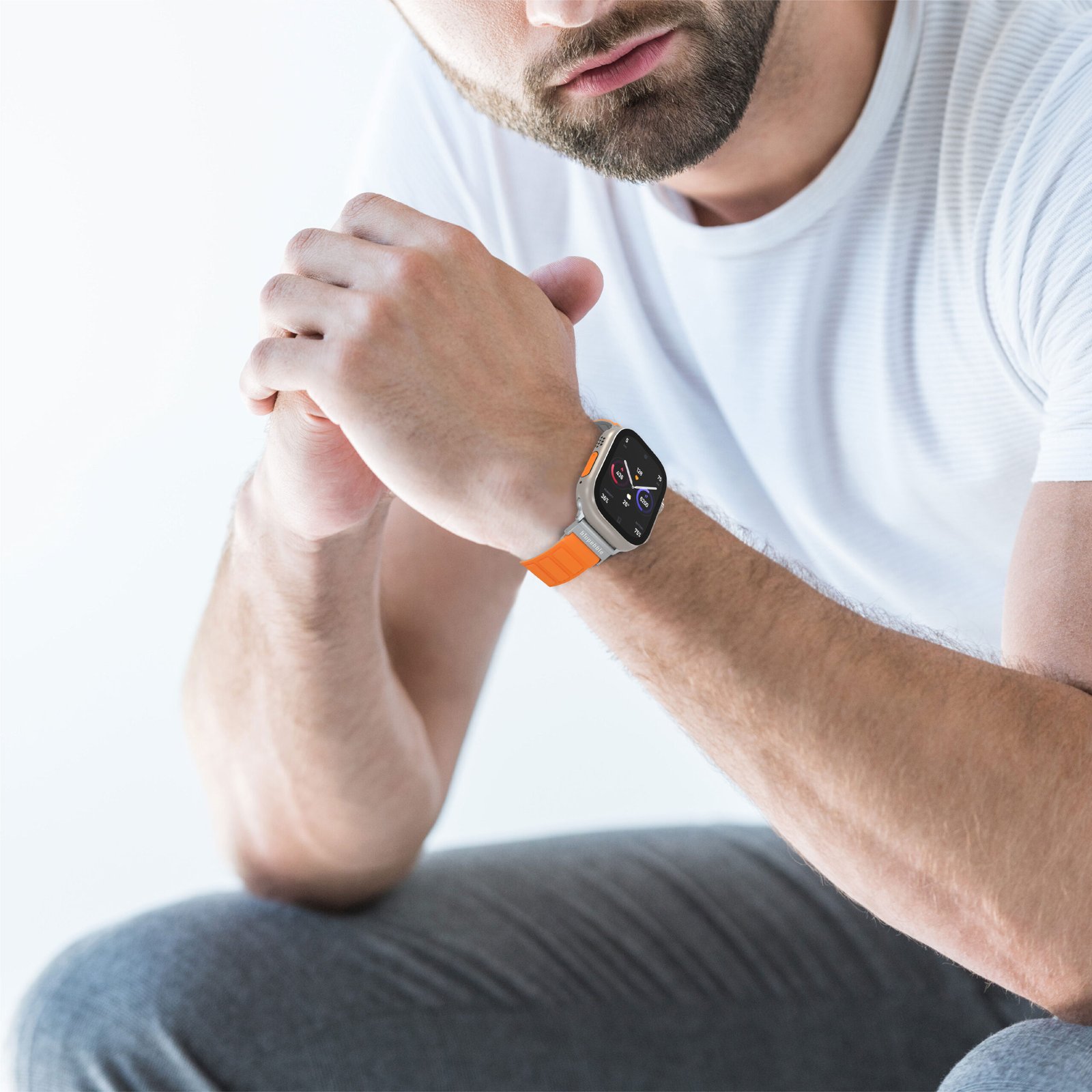 BLUPEBBLE EIGER SILICONE REVERSIBLE MAGNETIC STRAP ORANGE/GRAY 41/40/38MM BP-EIGER41-ORGY thumbnail 4