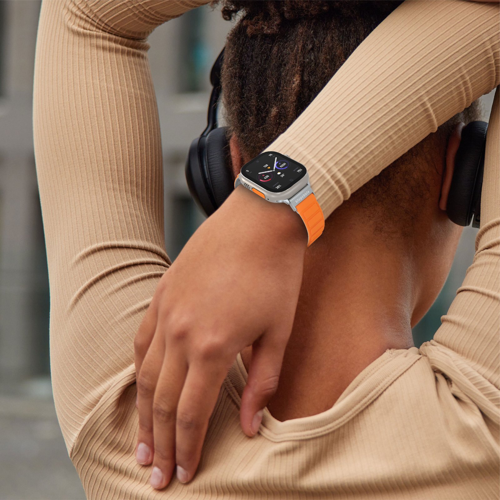 BLUPEBBLE EIGER SILICONE REVERSIBLE MAGNETIC STRAP ORANGE/GRAY 41/40/38MM BP-EIGER41-ORGY thumbnail 3