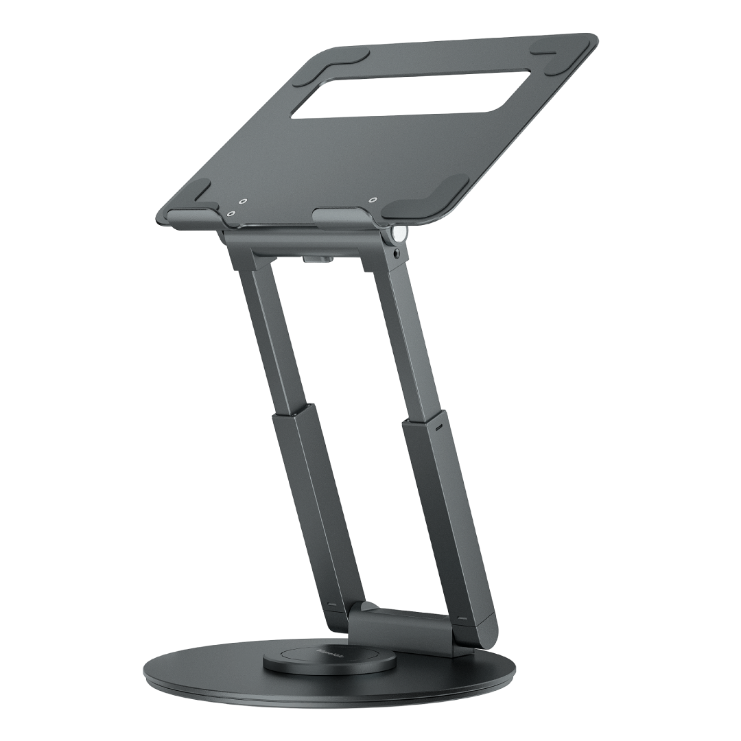 BLUPEBBLE ELEVATE 360 ERGONOMIC HEIGHT ADJUSTABLE STAND WITH 360° ROTATABLE BASE SILVER BP-ELEVATE360-SL