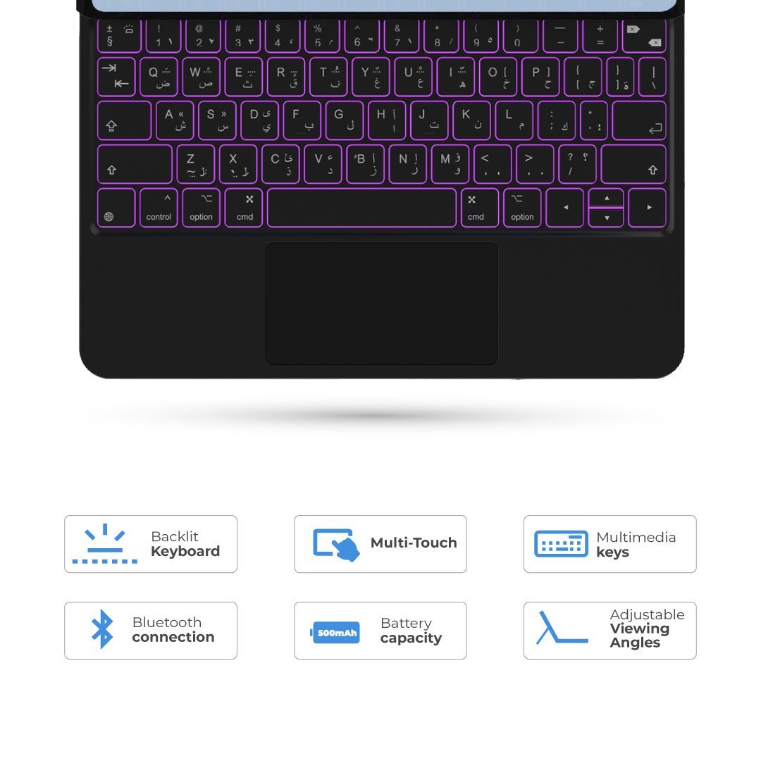 BLUPEBBLE APPLE IPAD 12.9 INCH MAGIC FOLIO KEYBOARD WITH TRACKPAD ENG/ARB BP-FOLIO-MT129INBK-AR-EN- thumbnail 4