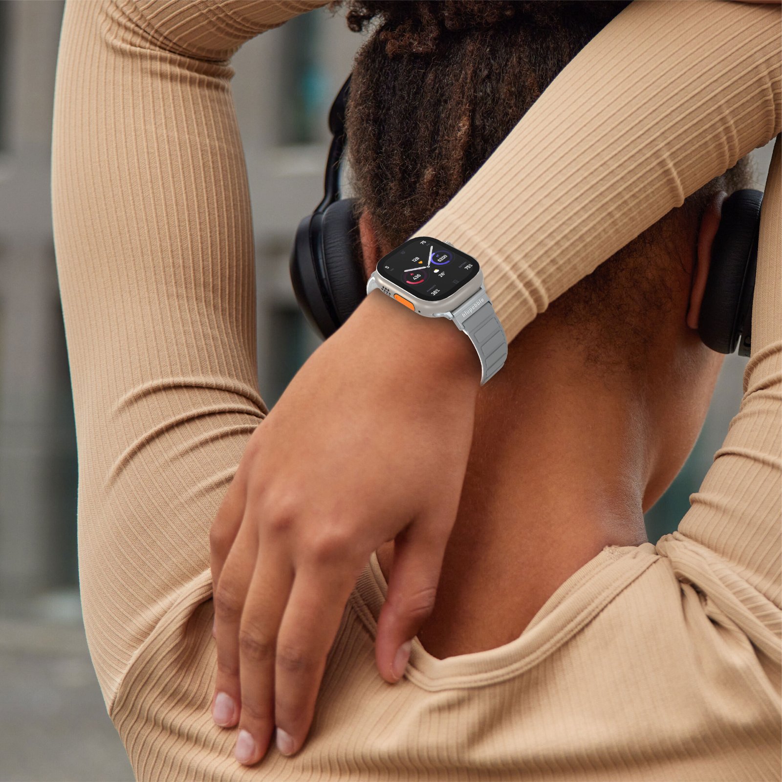 BLUPEBBLE MARMOLADA SILICONE REVERSIBLE MAGNETIC STRAP 49/45/44/42MM GREY/WHITE BP-MARMOL49-GYWH thumbnail 6