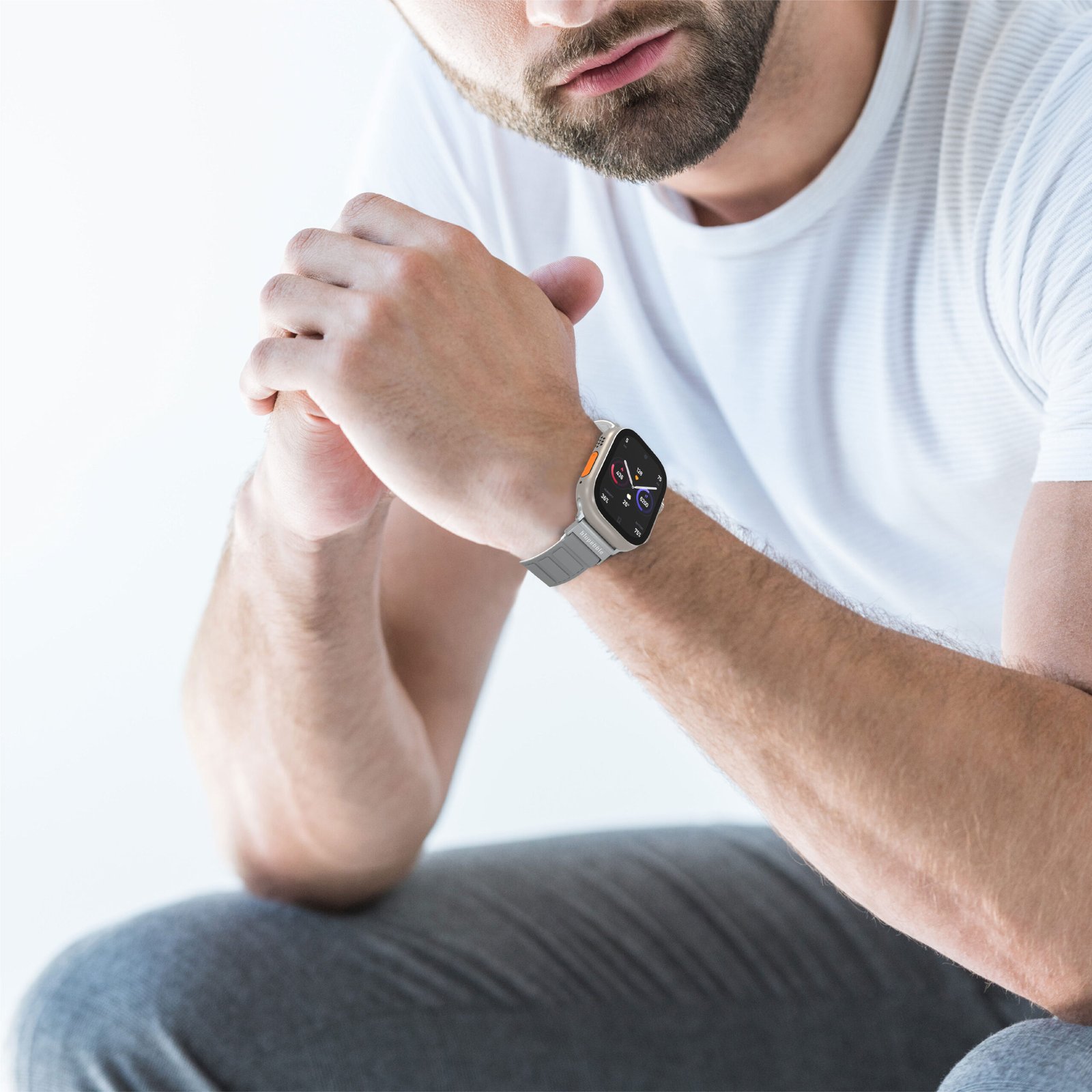 BLUPEBBLE MARMOLADA SILICONE REVERSIBLE MAGNETIC STRAP 49/45/44/42MM GREY/WHITE BP-MARMOL49-GYWH thumbnail 5