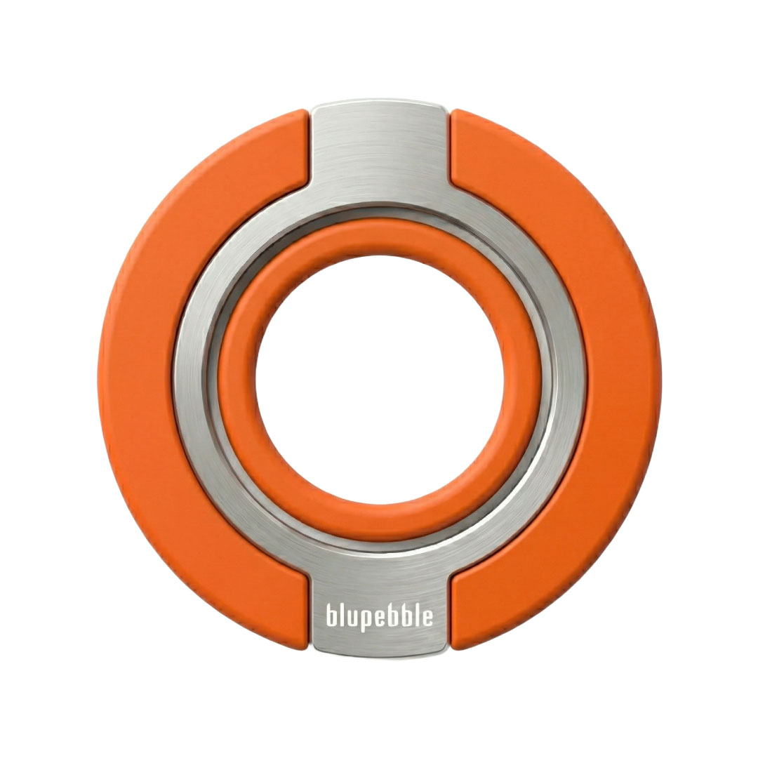 BLUPEBBLE MAG RING MAGSAFE MAGNETIC GRIP WITH ADJUSTABLE KICKSTAND ORANGE BP-MGRING-OR