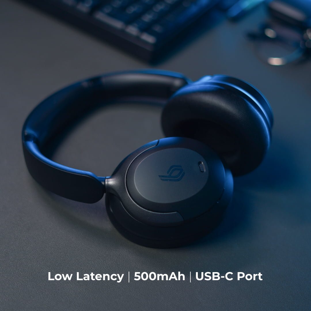 Bluepebble C80 Over-Ear Foldable Digital Hybrid Noise Cancelling Headphones - Black BP-PAC80ANC-BK thumbnail 9