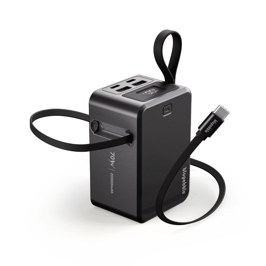 BLUPEBBLE LINKPOD 70W 20000MAH POWER BANK WITH RETRACTABLE CABLE GRAY BP-PBLNKPD70-GY