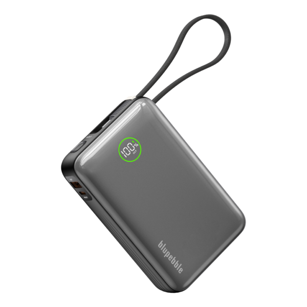 BLUPEBBLE LINKPOD FLOW 20000MAH POWERBANK WITH USB-C CABLE GRAY BP-PBLNKPDFLW-GY