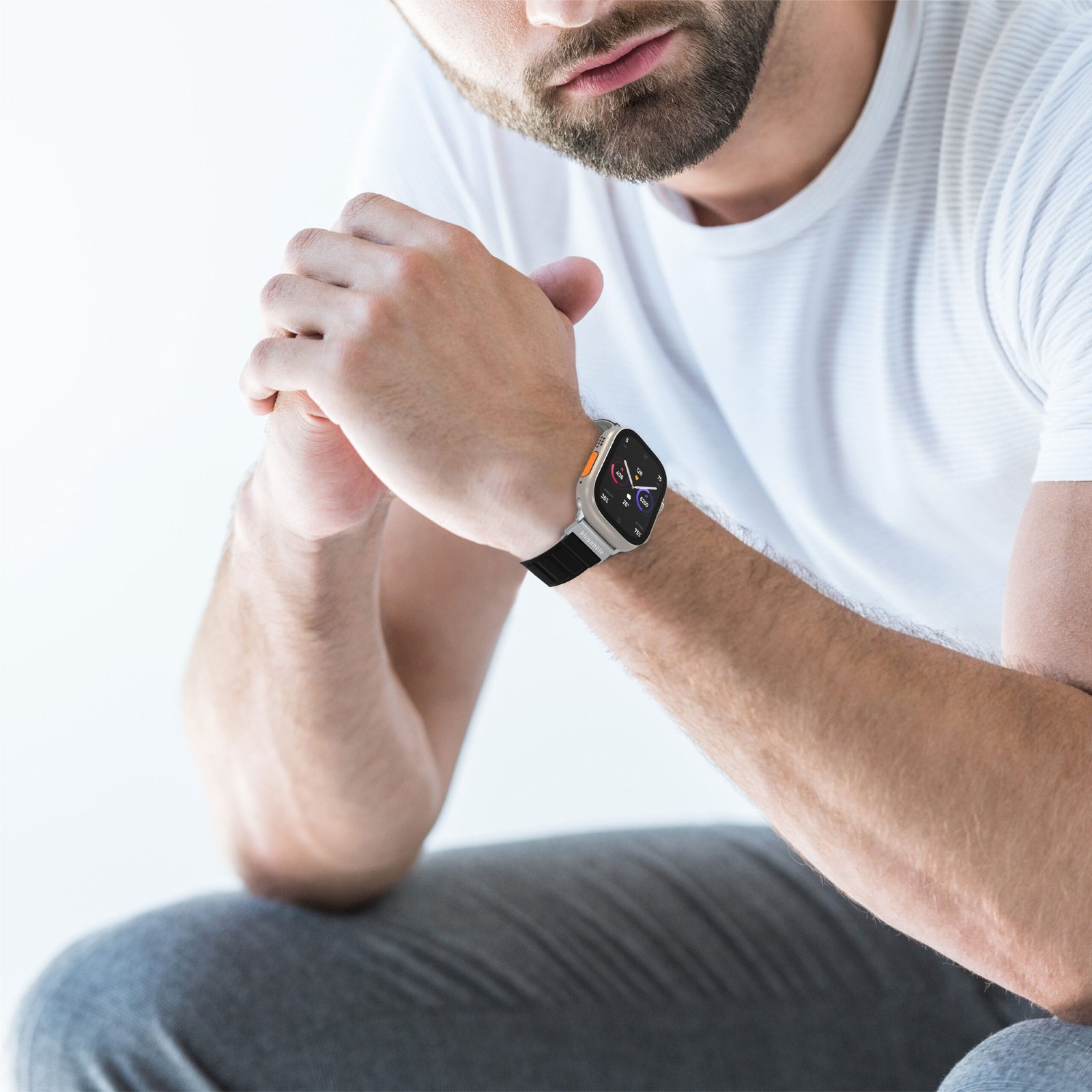 BLUPEBBLE SASS PORDOI SILICONE REVERSIBLE MAGNETIC STRAP 49/45/44/42MM BLACK/GREY BP-SPORDOI49-BKGY thumbnail 5