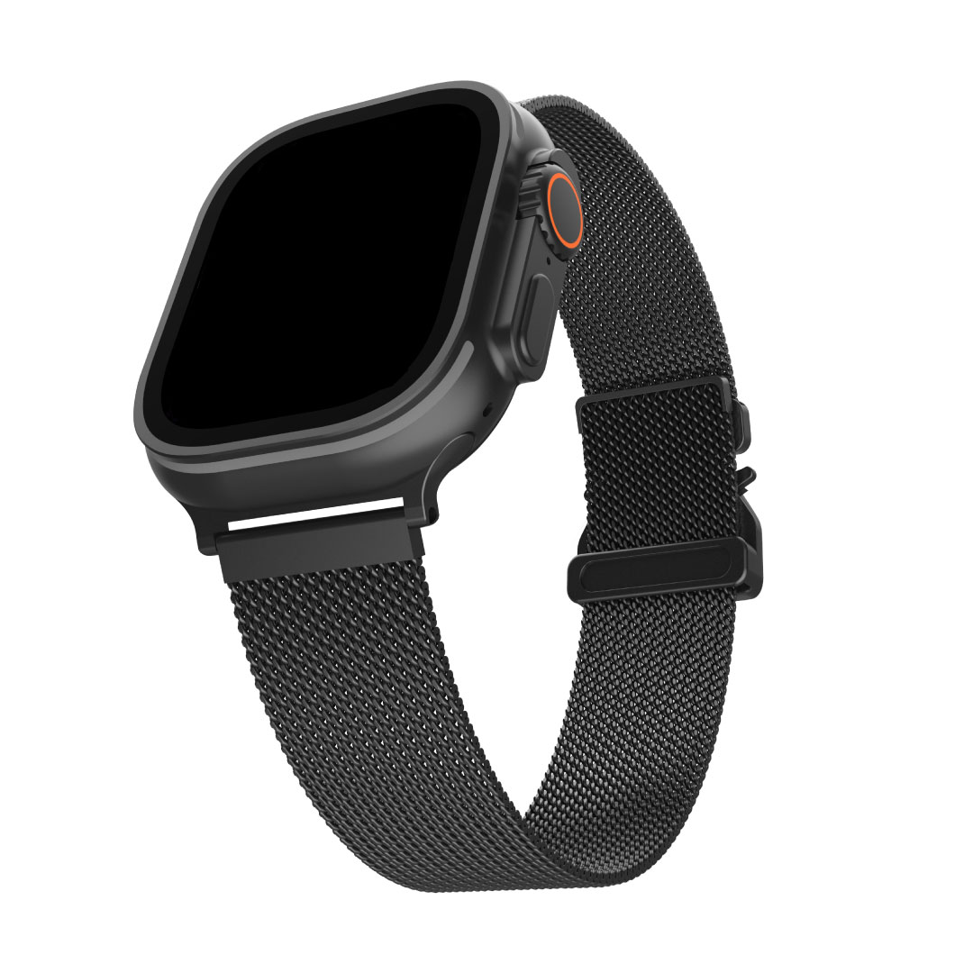 BLUPEBBLE APPLE WATCH ULTRA 3 & SERIES 11 STEELUX WATCH STRAP 4946454442MM BLACK BP-STEELUX-BK