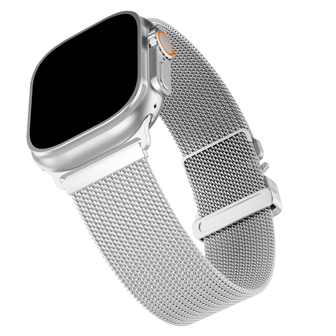 BLUPEBBLE APPLE WATCH STRAP ULTRA 3 AND SERIES 11 STEELUX SERIES 49/46/45/44/42MM SILVER BP-STEELUX-SL