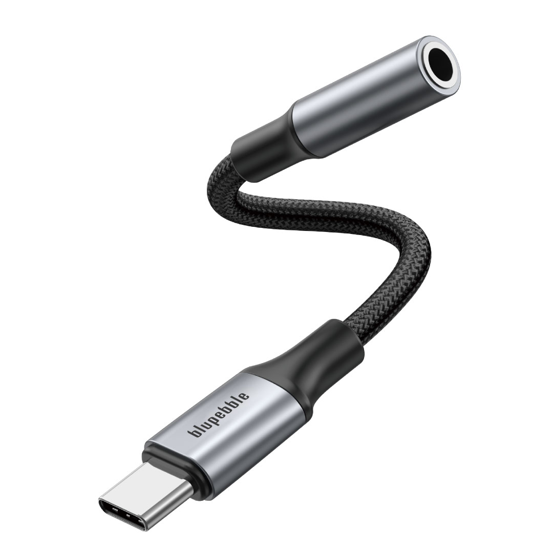 BLUPEBBLE USB C MALE TO 3.5MM FEMALE ADAPTER GRAY BP-USBC23.5FMALE-GY