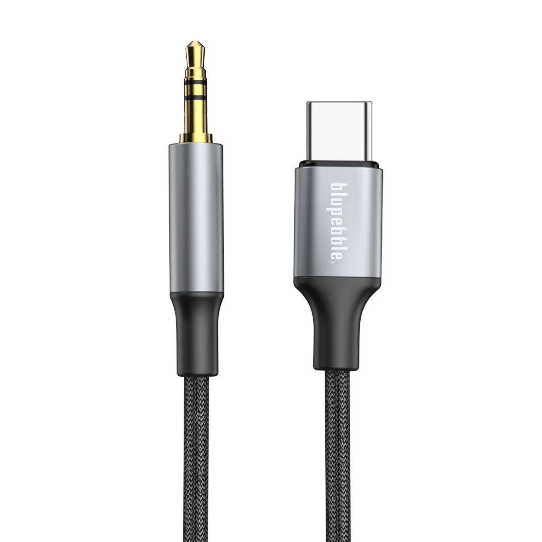 BLUPEBBLE USB-C MALE TO 3.5MM MALE CABLE 1M GRAY BP-USBC23.5MALE-GY