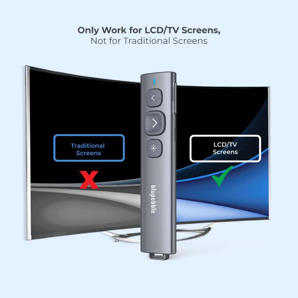 BLUPEBBLE WAND REMOTE BT PRESENTER WITH USB A & USB C RECEIVER GREY BP-WANDBT-GY thumbnail 3