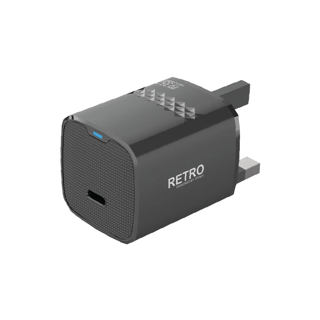 PAWA RETRO 35W WITH TYPE C PORT UK PLUG BLACK PW-TCRT35UK-BK