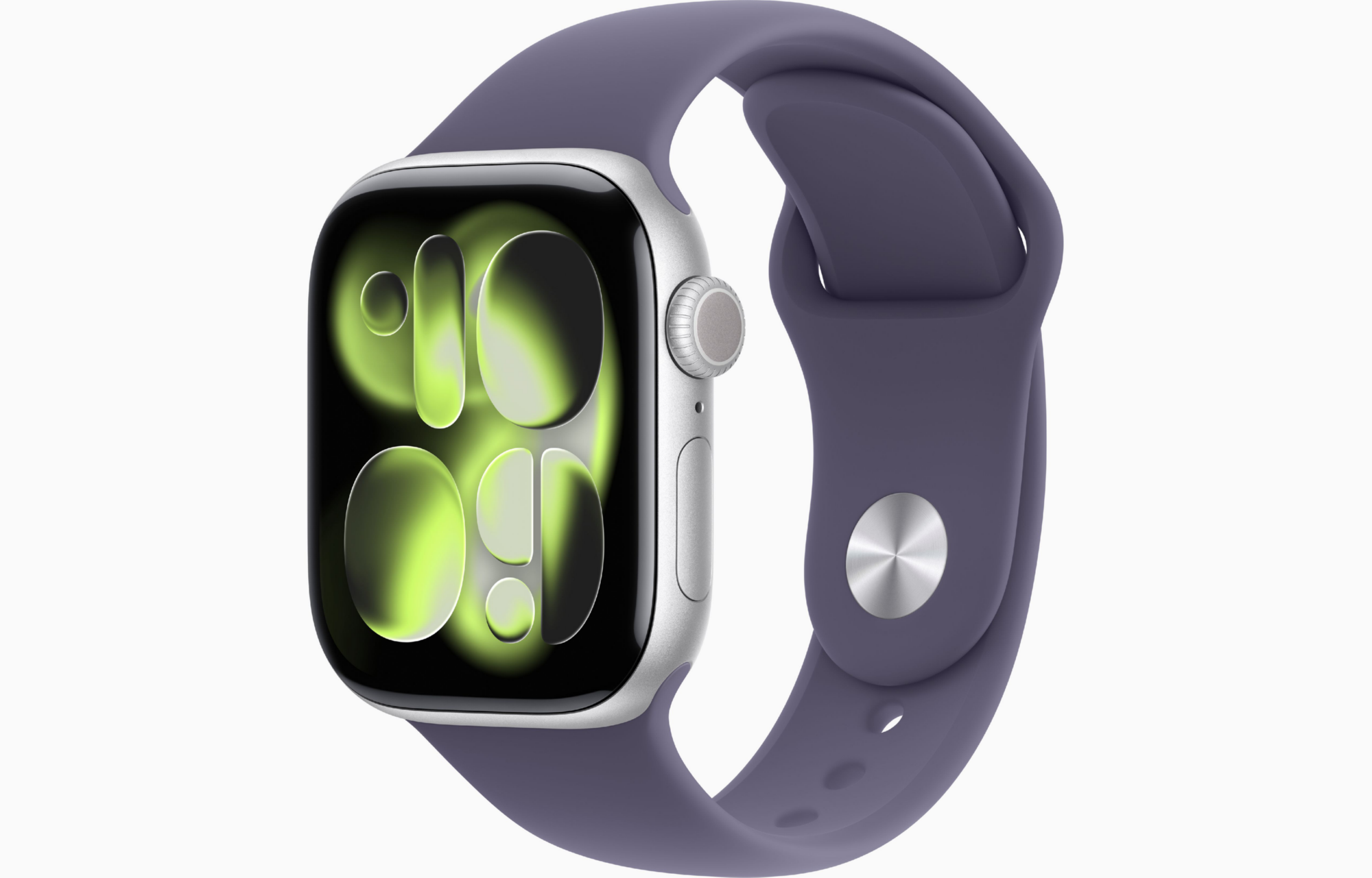 APPLE WATCH SERIES 11 GPS 42MM 2025 SILVER ALUMINIUM CASE WITH PURPLE FOG SPORT BAND - S/M MEU64