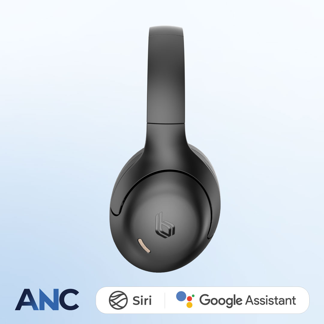 BLUPEBBLE OVER EAR FOLDABLE DIGITAL HYBRID ANC HEADPHONES C100 BLACK BP-PAC100ANC-BK thumbnail 6
