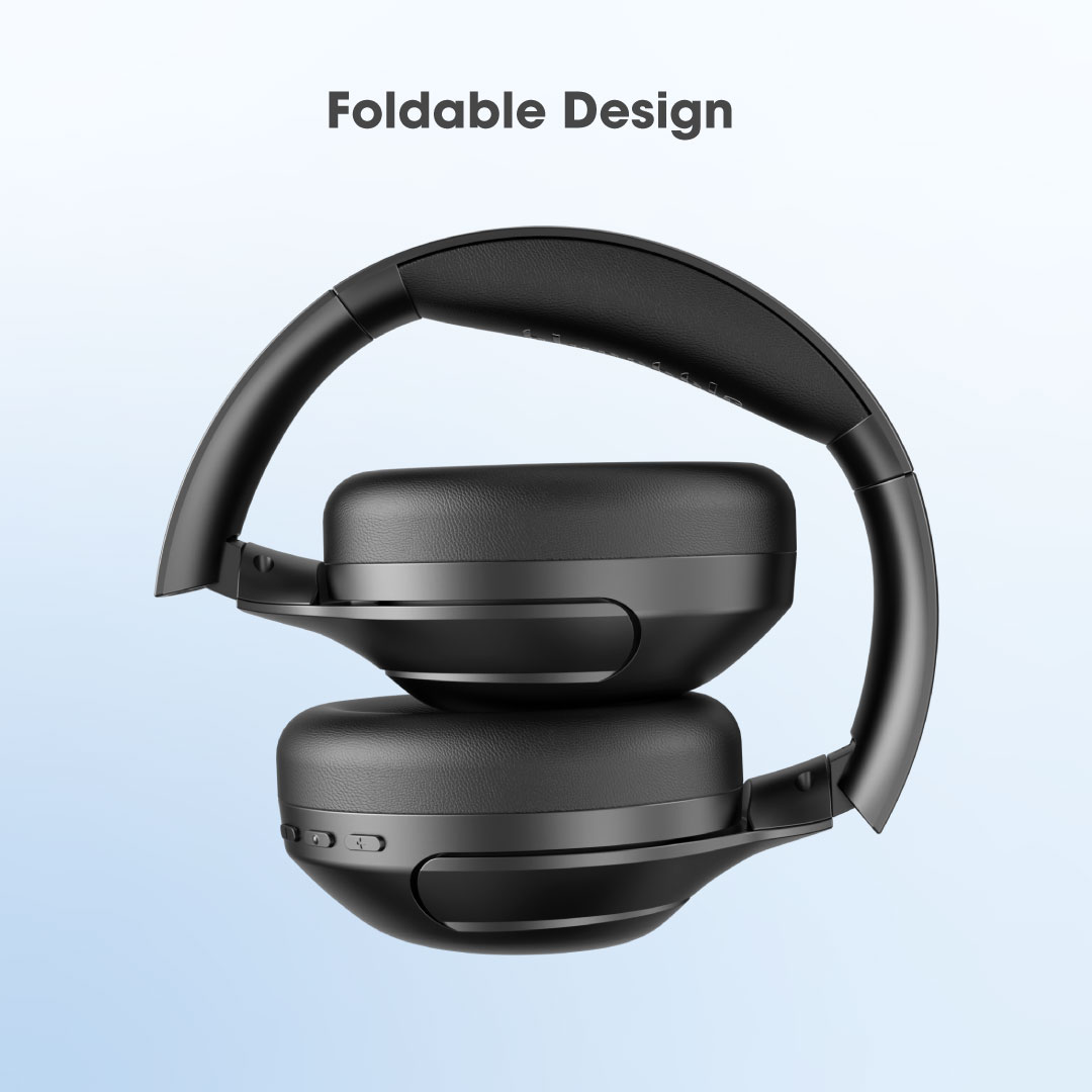 BLUPEBBLE OVER EAR FOLDABLE DIGITAL HYBRID ANC HEADPHONES C100 BLACK BP-PAC100ANC-BK thumbnail 5