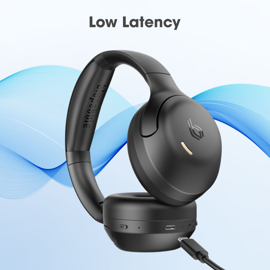 BLUPEBBLE OVER EAR FOLDABLE DIGITAL HYBRID ANC HEADPHONES C100 BLACK BP-PAC100ANC-BK thumbnail 3