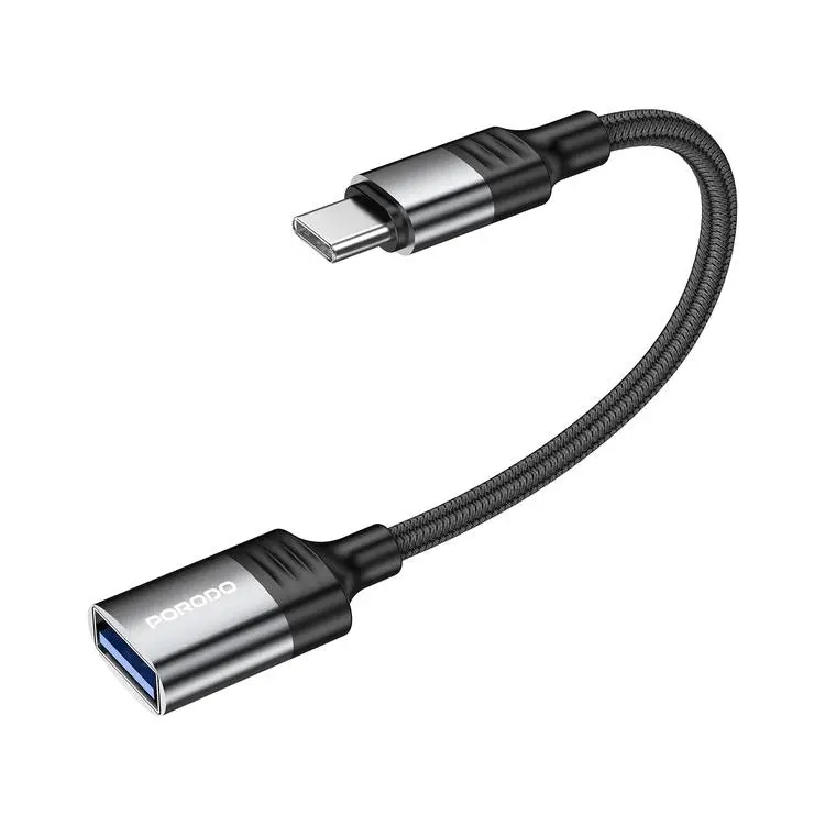 PORODO USB 3.0 USB C OTG WIRE 12CM BLACK PD-CBL0020-BK