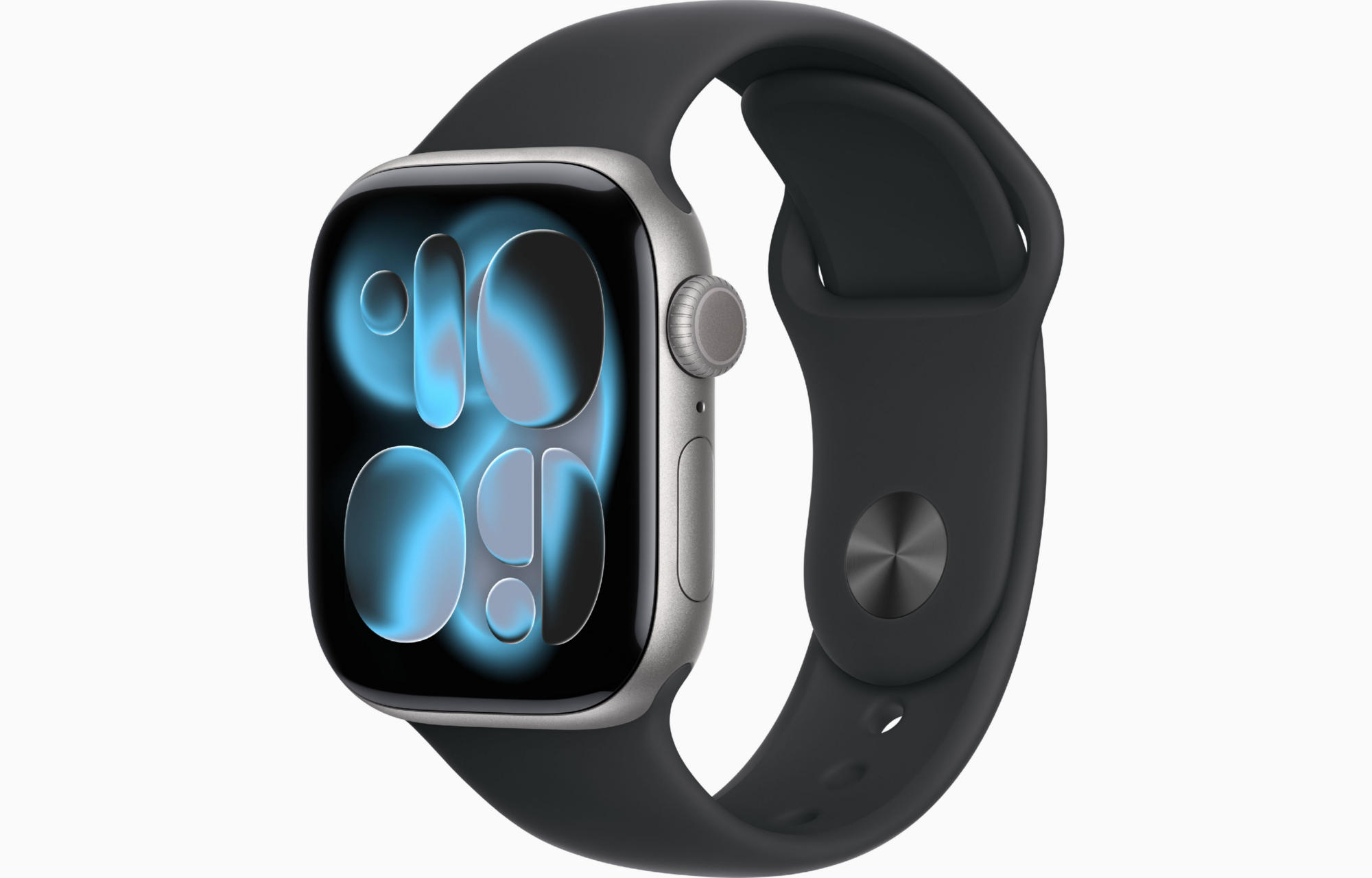 APPLE WATCH SERIES 11 GPS 42MM 2025 SPACE GREY ALUMINIUM CASE WITH BLACK SPORT BAND - S/M MEQW4