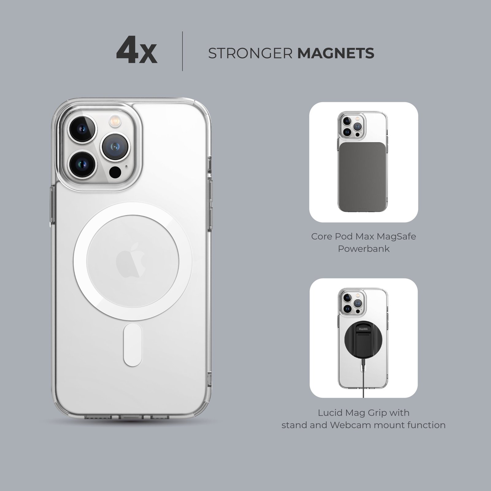 BLUPEBBLE IPHONE 15 PRO MAX HYBRID MAG COMPATIBLE WITH MAGSAFE CRYSTAL CASE thumbnail 4