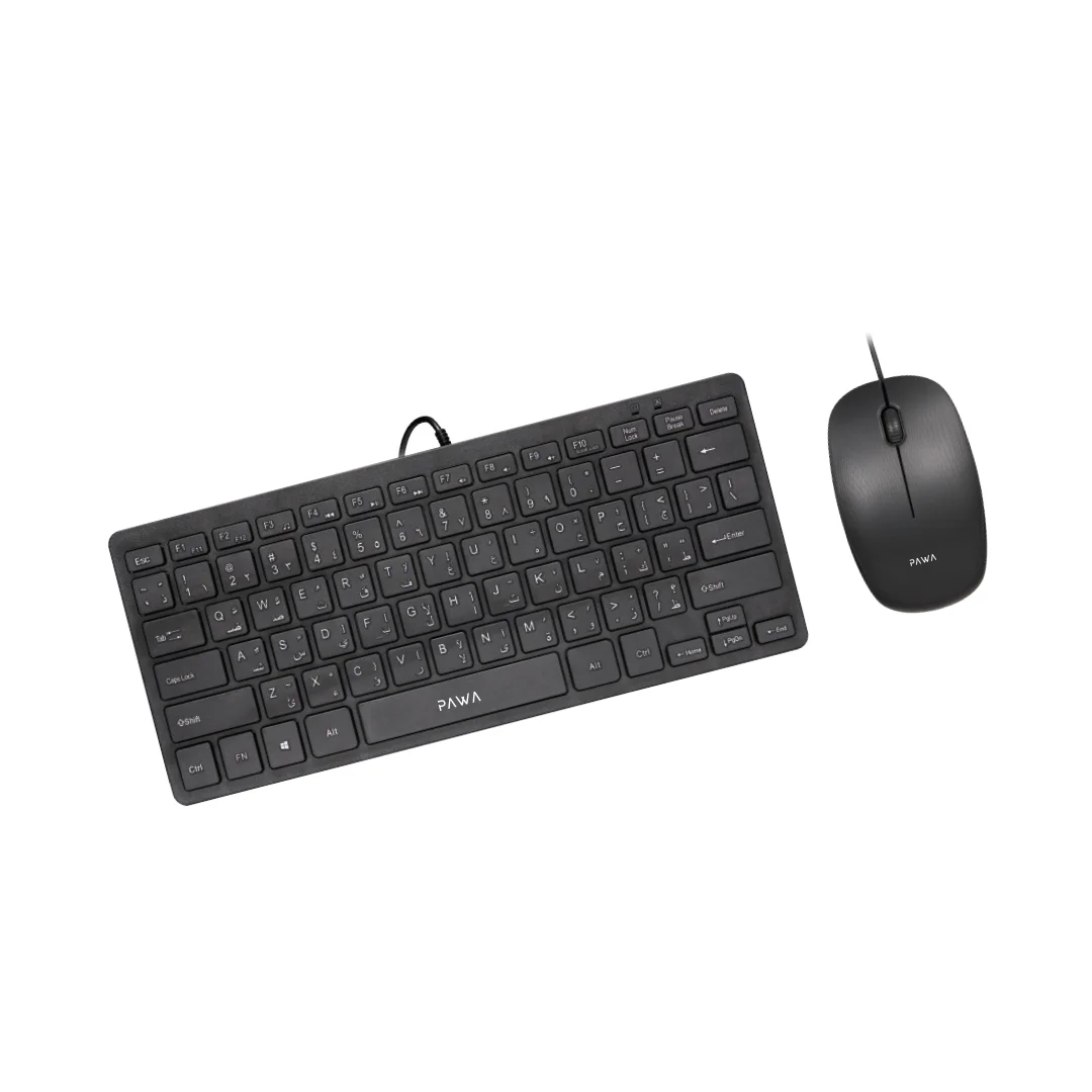 PAWA WIRED SLIM KEYBOARD AND MOUSE MINI DESKTOP PACK BLACK PW-CMBMKEA2-BK