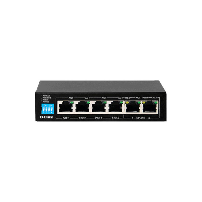DLINK 6 PORT 10-100 LONG RANGE POE+SURVEILLANCE SWITCH DES-F1006P-E