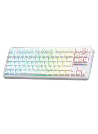 AULA 87 KEYS RGB 80% MECHANICAL GAMING KEYBOARD TRI-MODE KAIHUA JIZHI AXIS SWITCH CONTOUR WHITE F87