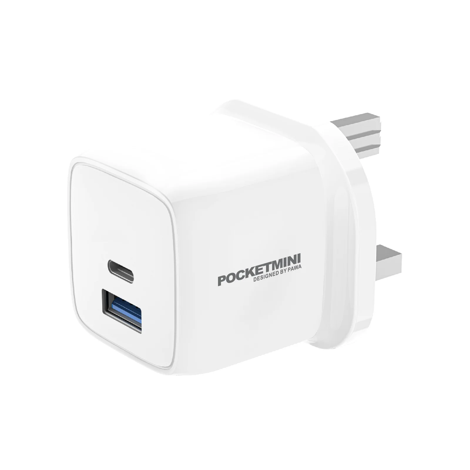 PAWA POCKETMINI TRAVEL CHARGER DUAL PD QC PORT PD20W WITH TYPE C  TO LIGHTNING CABLE WHITE PW-PM1U1PUKL-WH
