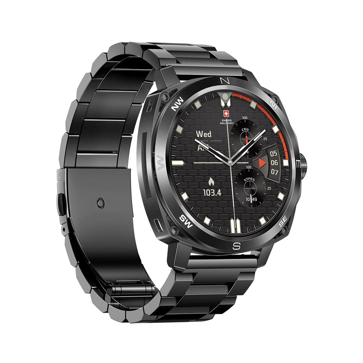 SWISS MILITARY DOM 4 WATCH WITH METAL/SILICONE STRAPS