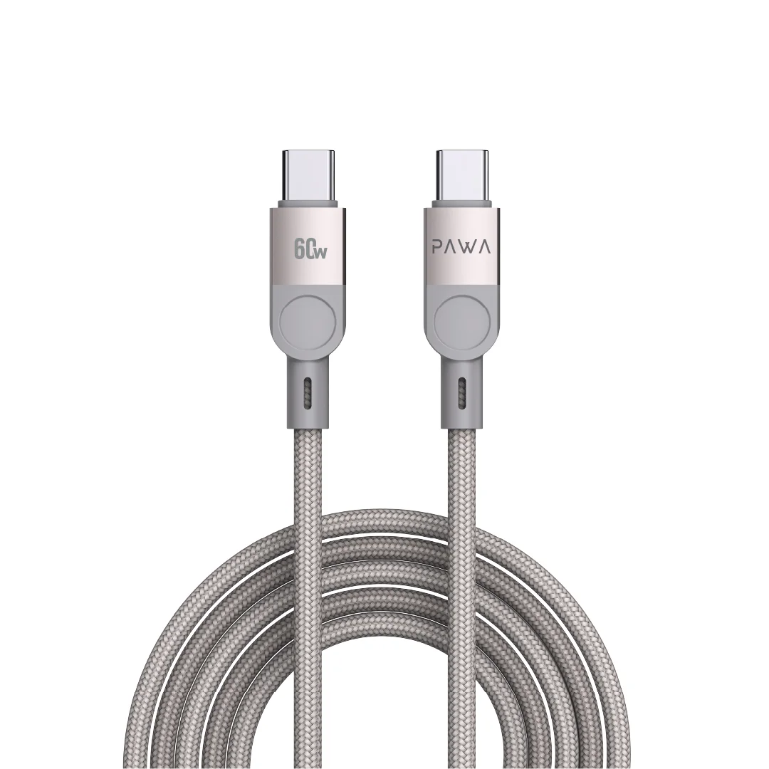PAWA LEVIN USB C TO USB C BRAIDED CABLE 1.2M 60W GREY TITANIUM PW-12BDC253-GYTT
