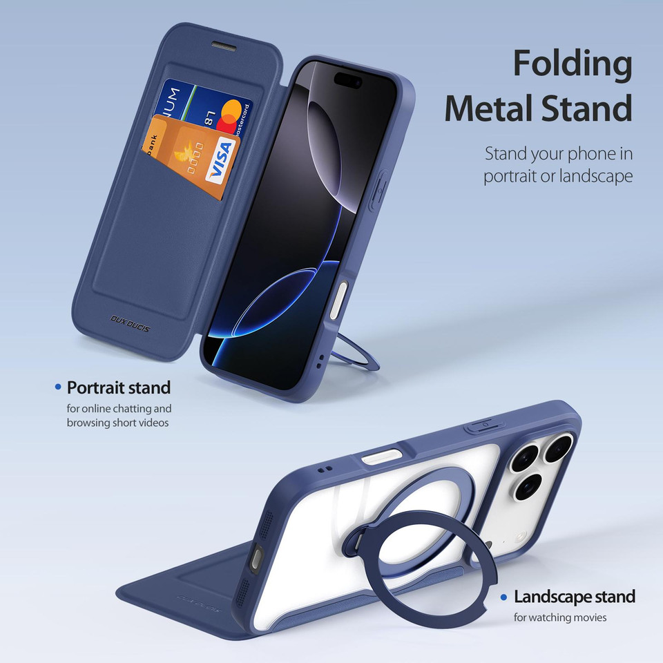 DUX DUCIS IPHONE 17 PRO MAX SKIN X PRO CASE WITH MAGNETIC STAND BLUE SKIN-X0509 thumbnail 4