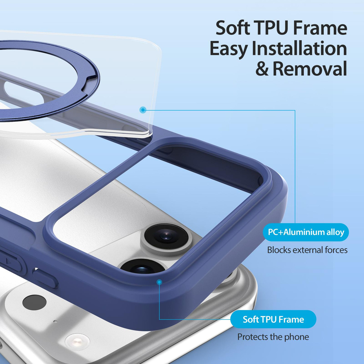 DUX DUCIS IPHONE 17 PRO MAX SKIN X PRO CASE WITH MAGNETIC STAND BLUE SKIN-X0509 thumbnail 6