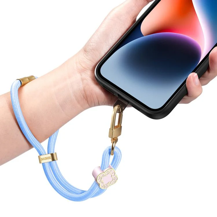 DUXDUCIS GARDEN SERIES SHORT PHONE STRAP WITH BEGONIA PATTERN PHONE LANYARD SKY BLUE GARDEN0040