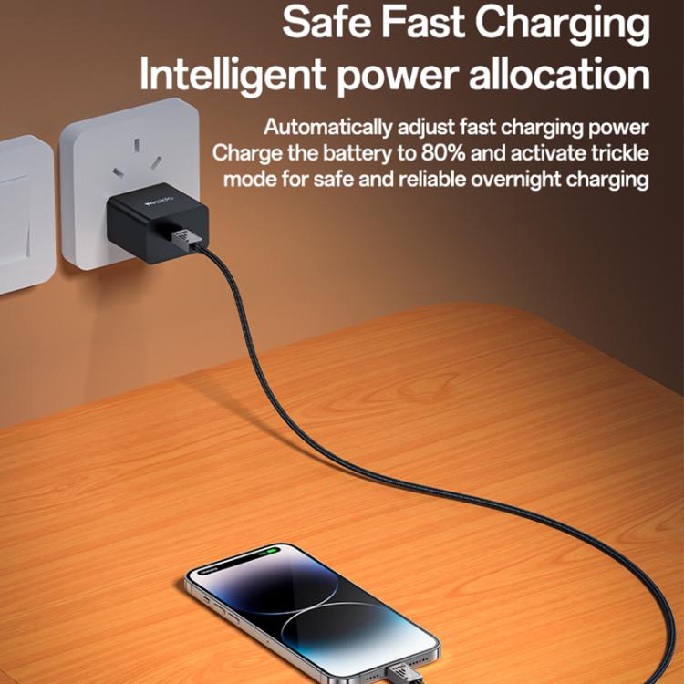 YESIDO 27W USB-C TO LIGHTNING CABLE 1.2M BLACK CA195 thumbnail 3