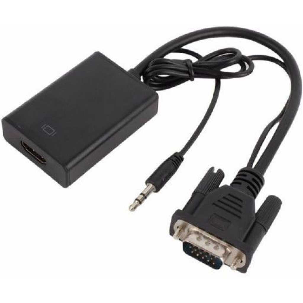 MINDPURE VGA MALE TO HDMI FEMALE CONVERTER WITH AUDIO POWER 1080P (ABS) BLACK LX10366