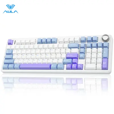 AULA 99 KEYS RGB 98% MECHANICAL GAMING KEYBOARD TRI-MODE KNOB STAR VECTOR SWITCH LBL-WH-BKPR F99 PRO