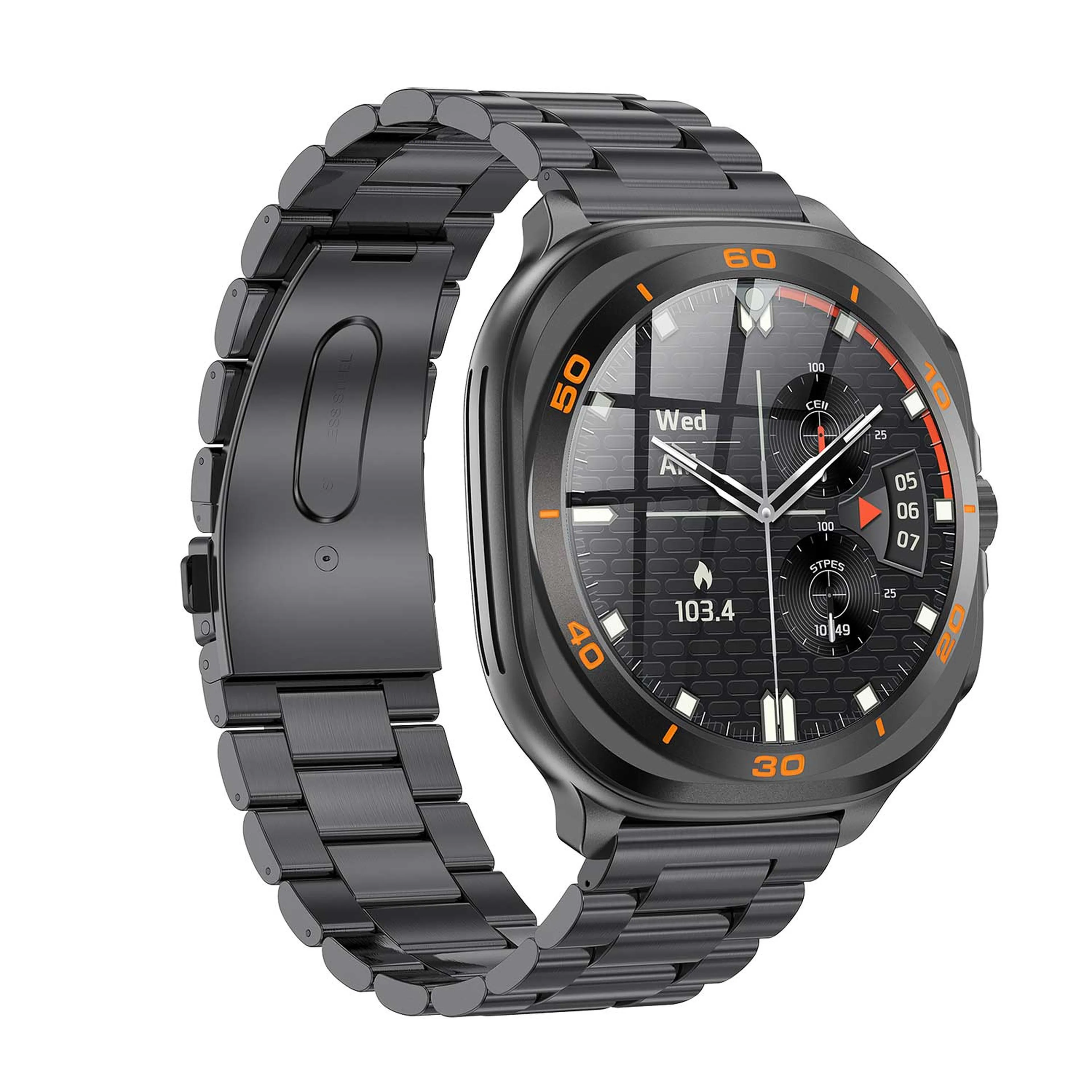SWISS MILITARY DOM 7 SMART WATCH BLACK METAL STRAP AND INCLUDE 2 PREMIUM STARPS SM-BD-DOM7-BLKMS-2ST-BLKL-BLKS