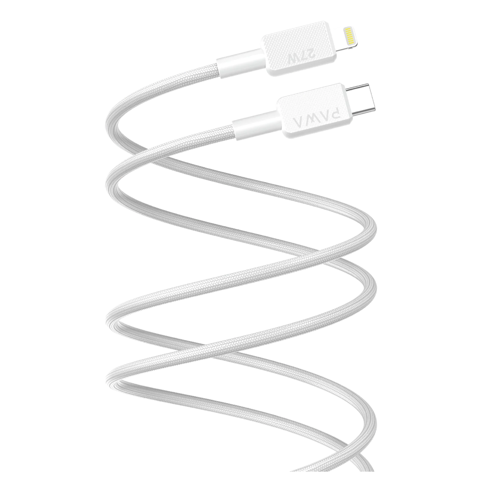 PAWA EL CARO SERIES USB C TO LIGHTNING 27W PREMIUM BRAIDED 1.2M CABLE WHITE PW-12BD27CL-WH