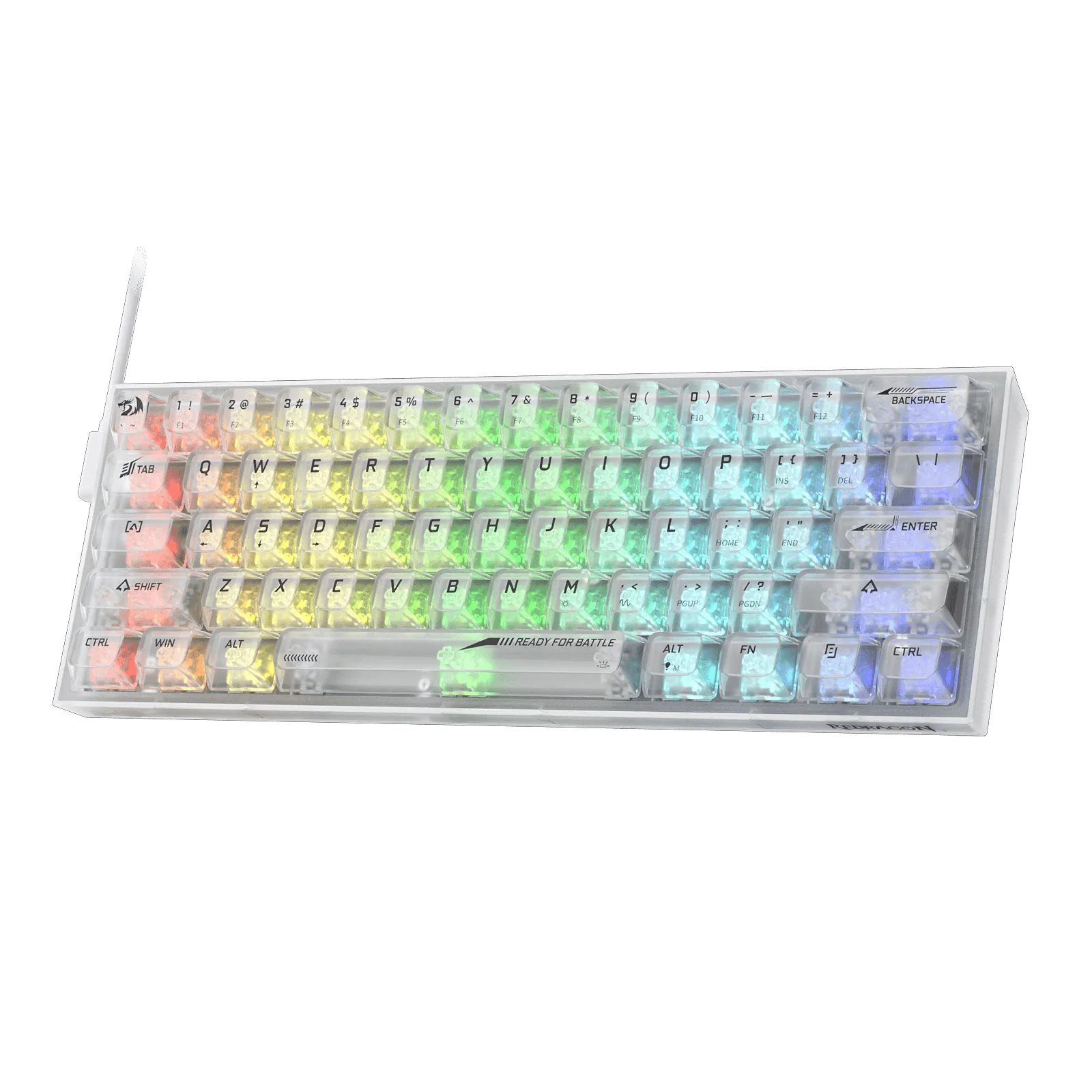 Redragon Fizz 60% Wired RGB Mechanical Gaming Keyboard (White Transparent, K617CT-RGB) - Compact Design with Customizable Lighting