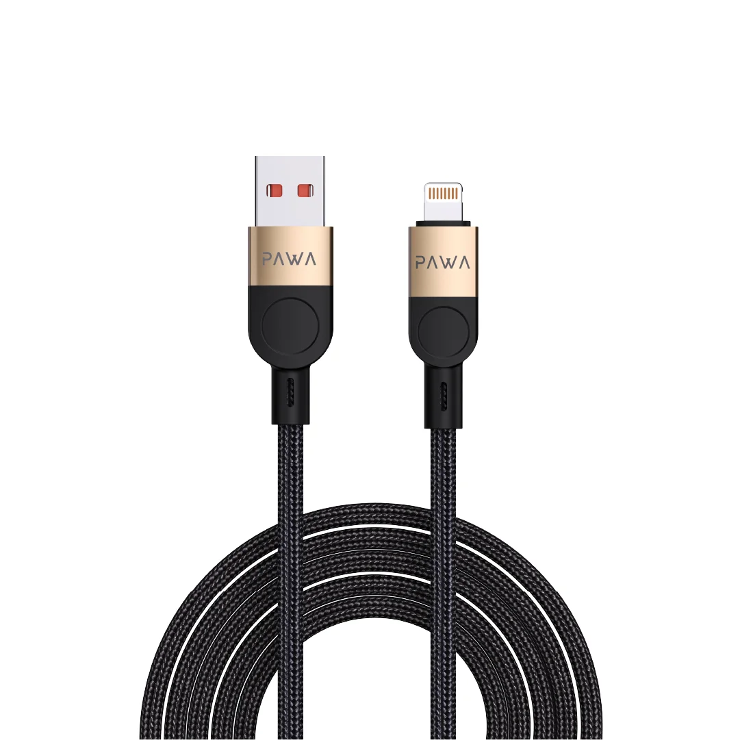 PAWA LEVIN USB A TO LIGHTNING 3.1A BRAIDED CABLE 1.2M DESERT BLACK PW-12BDC252-DTBK