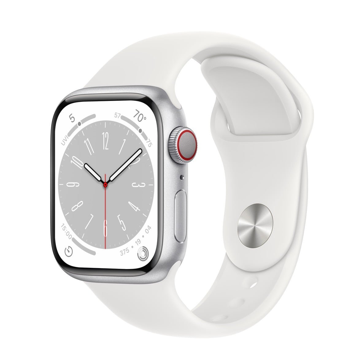APPLE WATCH SERIES 8 GPS+CELLULAR 41MM SILVER ALUMINIUM CASE WHITE SPORT BAND MP4A3