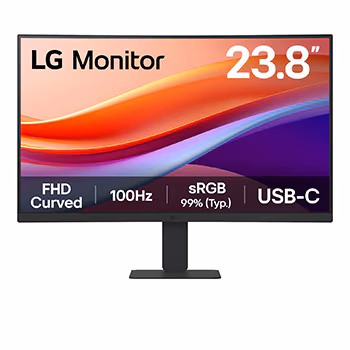 LG 23.8 INCH FHD CURVED MONITOR WITH 100HZ AND USB C PORT 24U421A-B