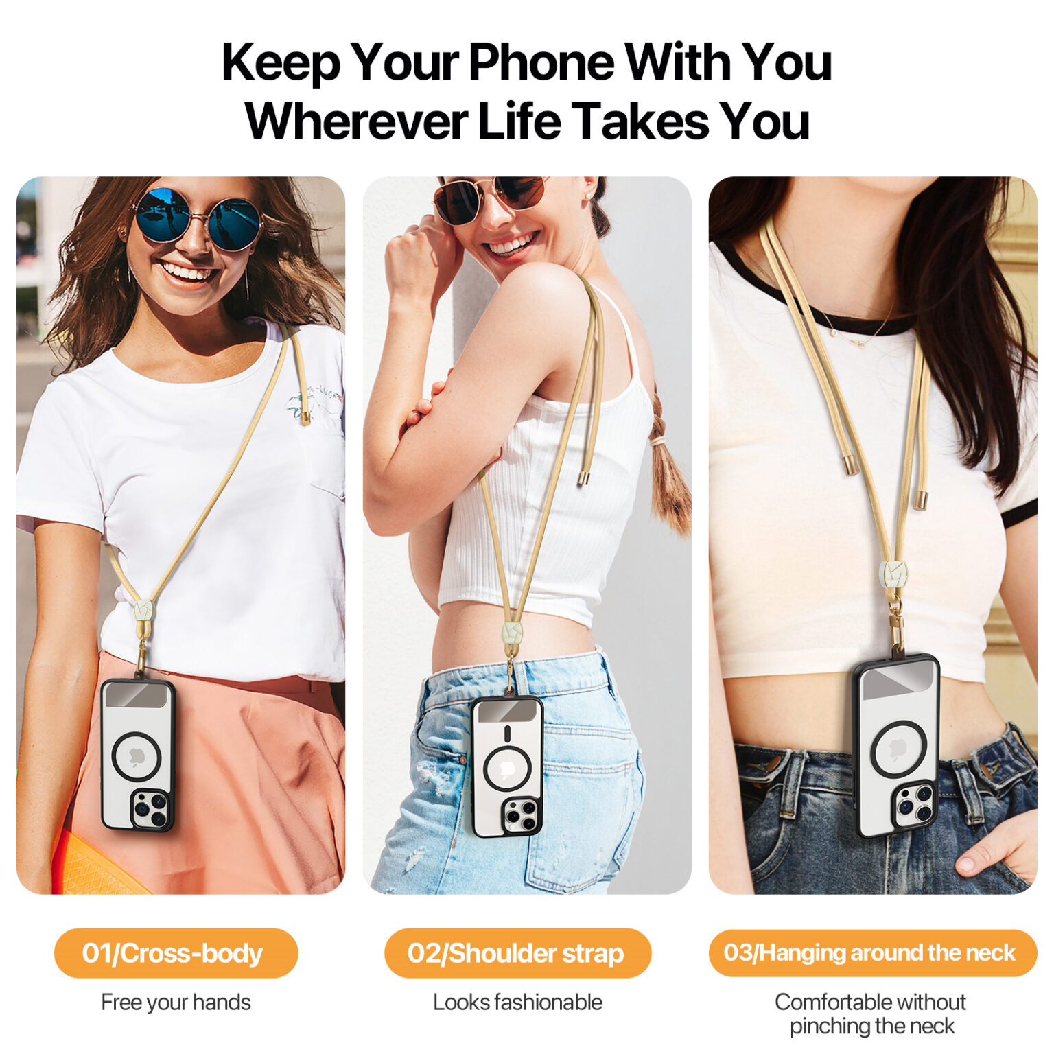 DUXDUCIS GARDEN SERIES CROSSBODY PHONE STRAP WITH BEGONIA PATTERN PHONE LANYARD PINK GARDEN0011 thumbnail 3