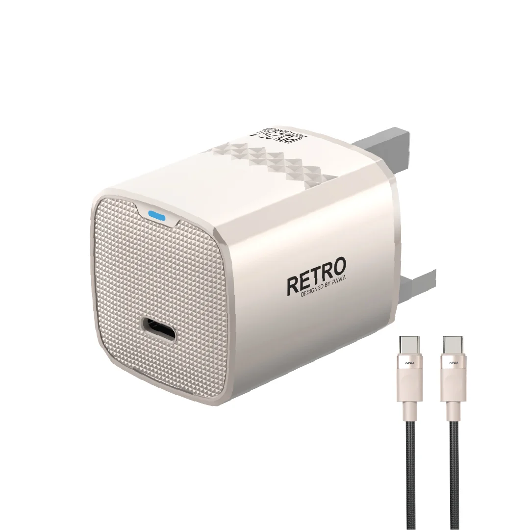 PAWA RETRO 25W WITH TYPE C PLUG WITH TYPE C TO C CABLE TITANIUM PW-TCR25UKT-TT