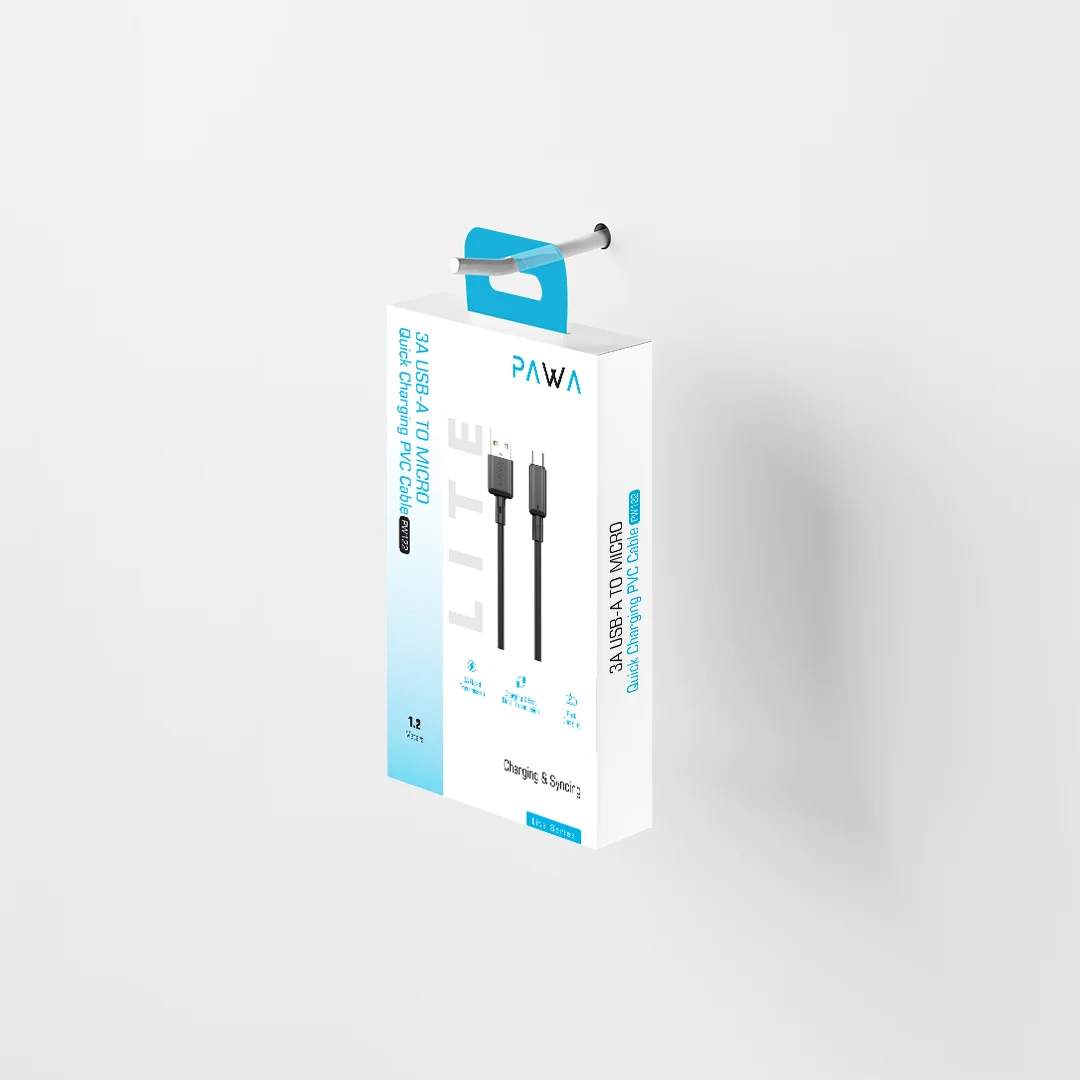 PAWA 3A USB A TO MICRO QUICK CHARGING PVC CABLE BLACK 1.2M PW-BDC312AM-BK thumbnail 5